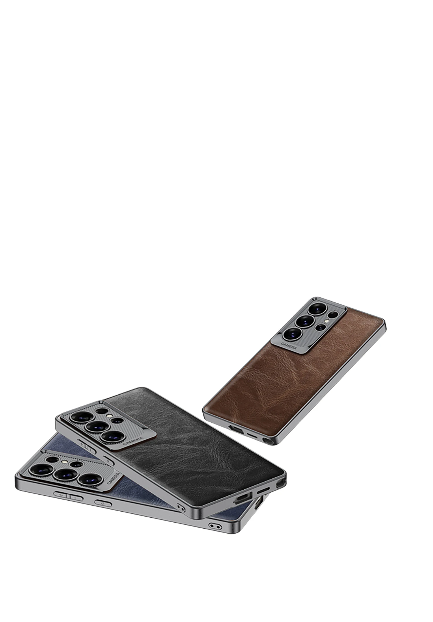 Luxury Oil Wax Leather Case For Samsung Galaxy S25 S24 S23 Ultra Plating Camera