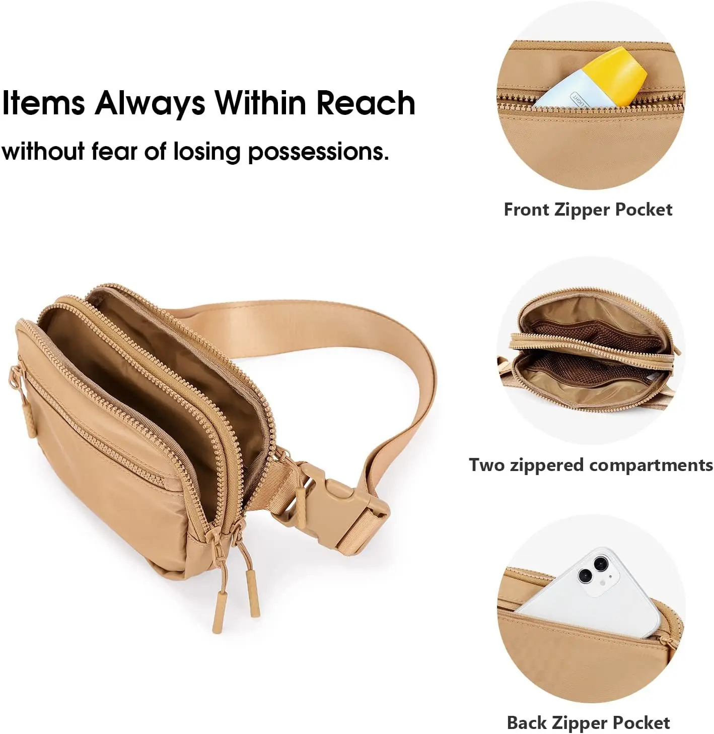 Waist Bag Chest Bag Crossbody Bag Women Fanny Pack Zipper Outdoor Sports Casual Travel Belt Pocket Money Pouch