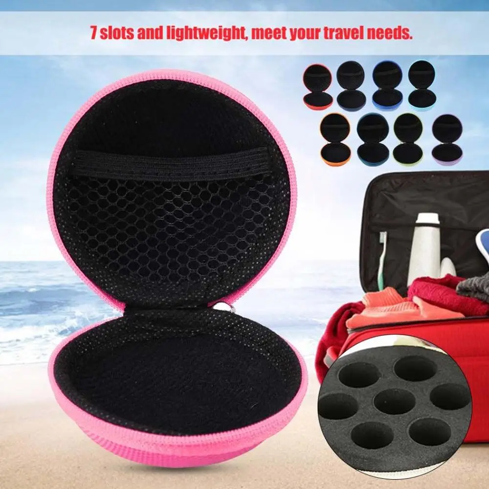 

1Pc Portable Essential Oil Case 7 Bottles Perfume Oil Bag Essential Oil Box Travel Organizer Bottles Protector