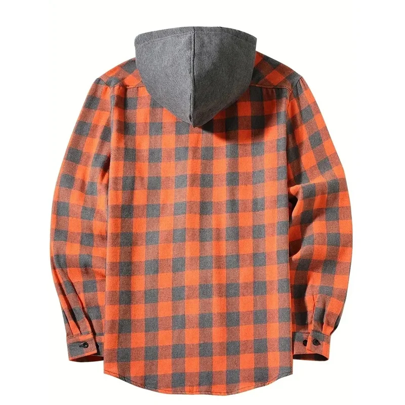 Frühling Herbst Herren Kapuzenpullover Klassischer Karierter Lässiger Knopf-Kapuzenpullover Langarm-Mantel Doppelte Taschen Kapuzenpullover Herren Strickjacke Oberteil – Detail 33