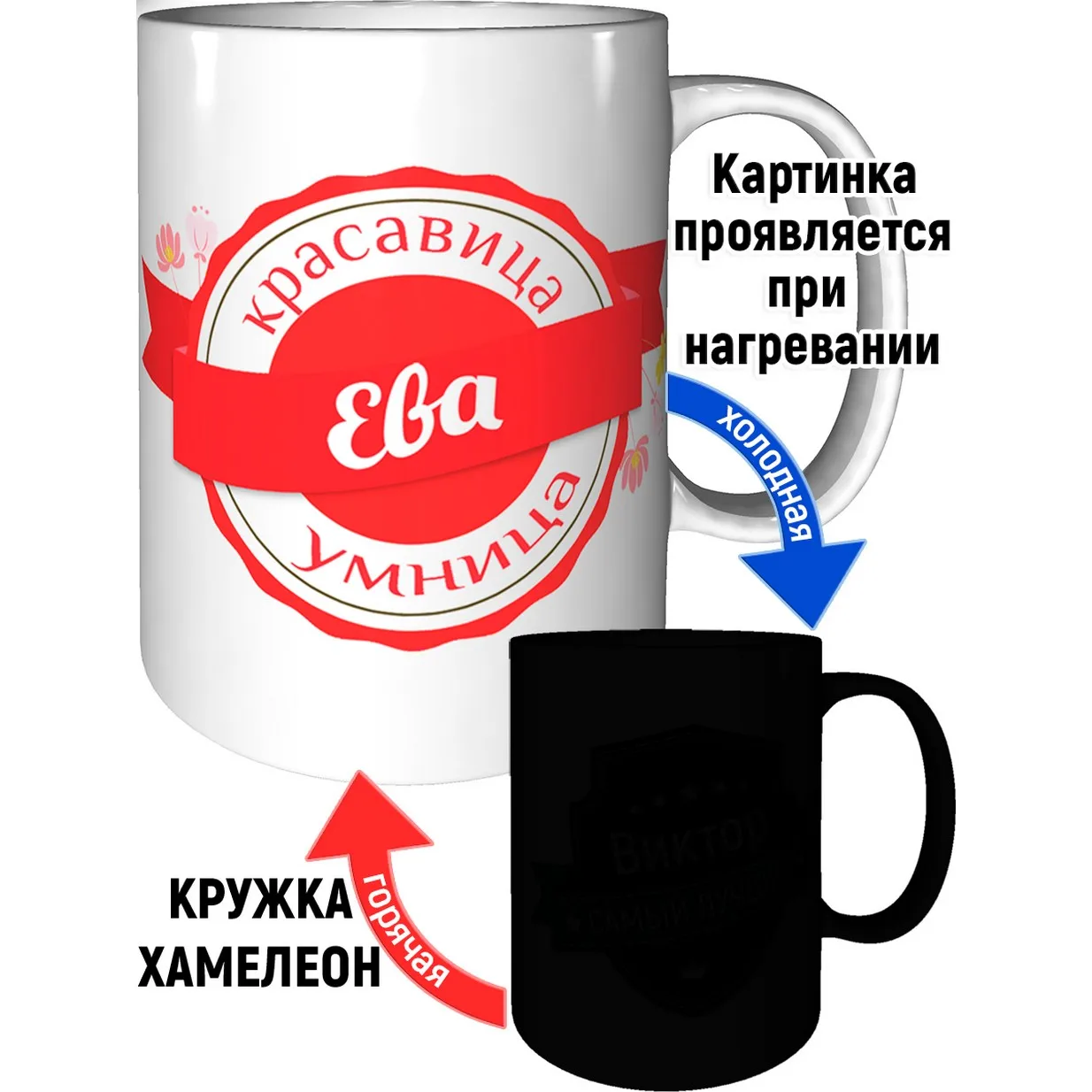 Кружка именная Ева с эффектом хамелеон. |