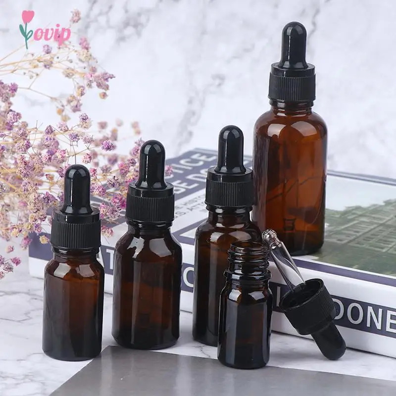 

5/10/15/20/30ml Empty Dropper Bottle Amber Essential Oil Glass Aromatherapy Liquid Brown Liquid Dropper Bottles Refillable