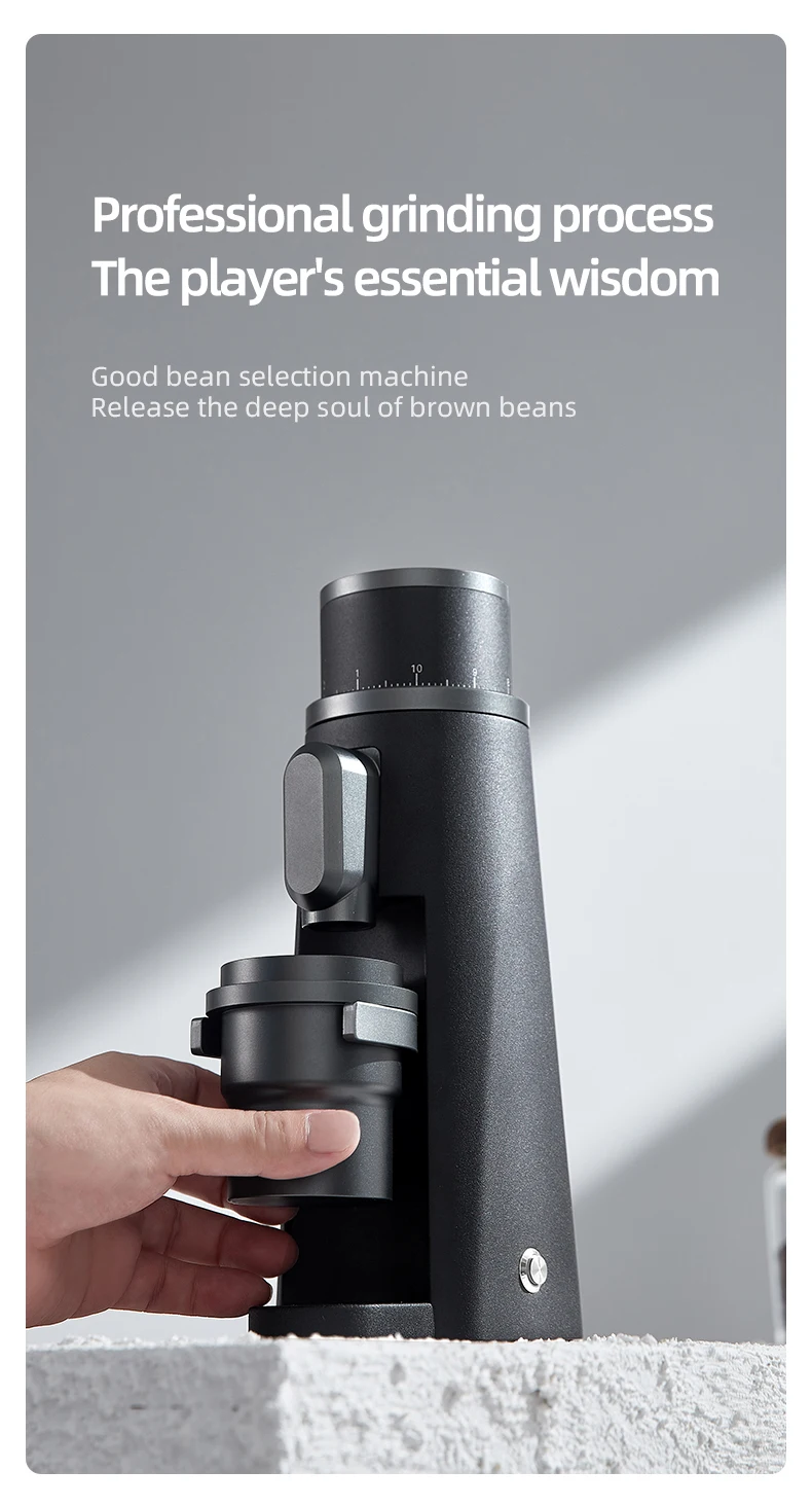 Se4c02e0b88ac4487b50b07d5e9153daaQ Electric Coffee Grinder 48MM Burr Grinders Black White Espresso Stepless Fineness Adjustment Mallzona