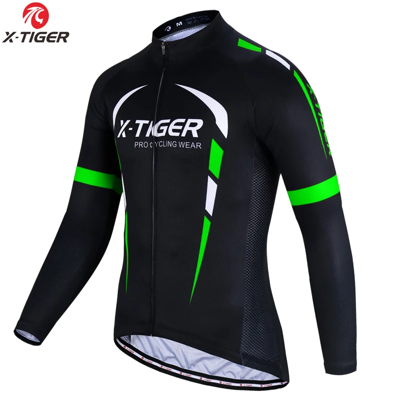X-TIGER - Maillot de ciclismo de manga larga para hombre, transpirable, para otoño, de secado rápido, para bicicleta de montaña