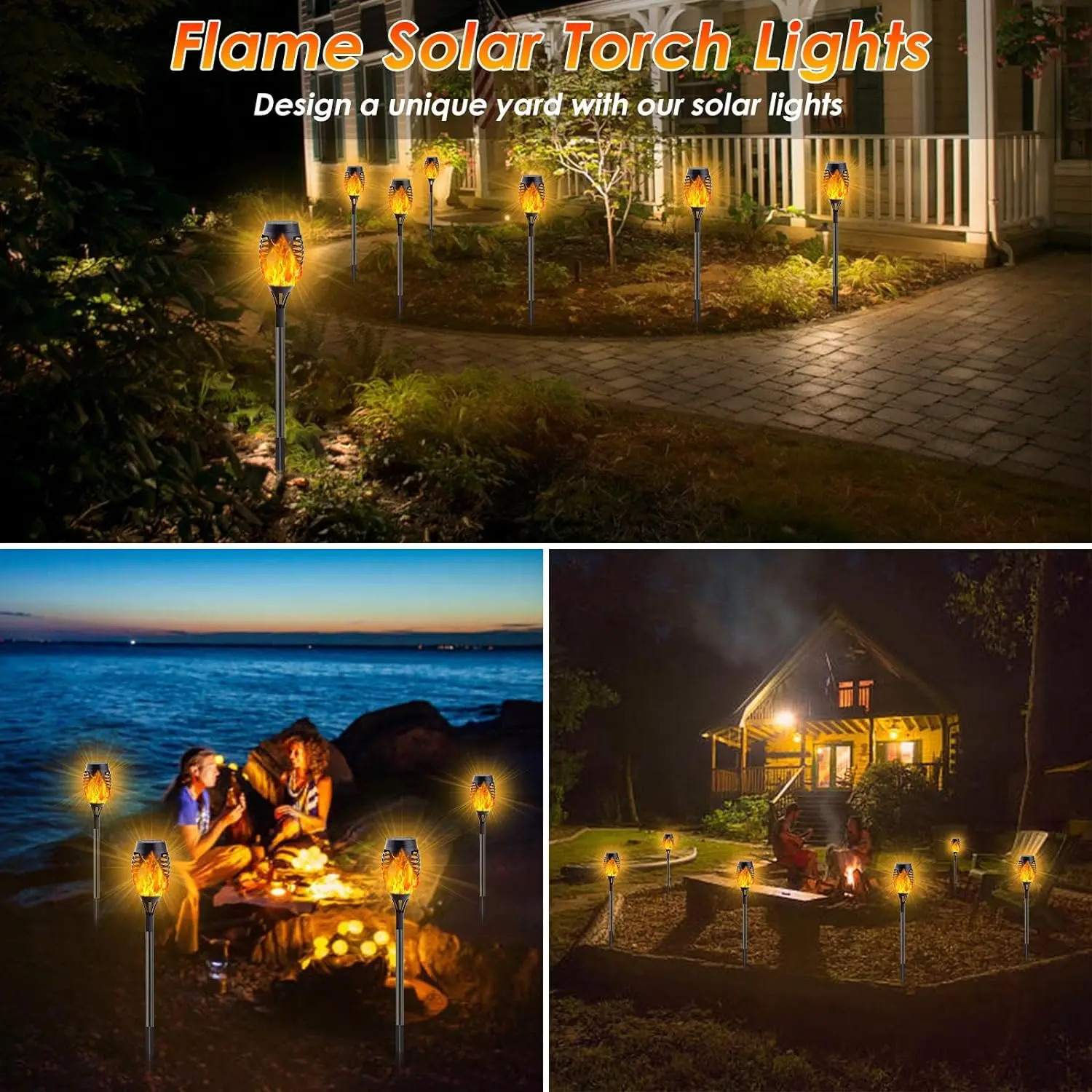 12Pcs Solar Flame Torch Lights Optional Flickering Light Waterproof Garden Decoration Outdoor Lawn Path Yard Lamps solar decoration light solar lights solar torch lights garden light