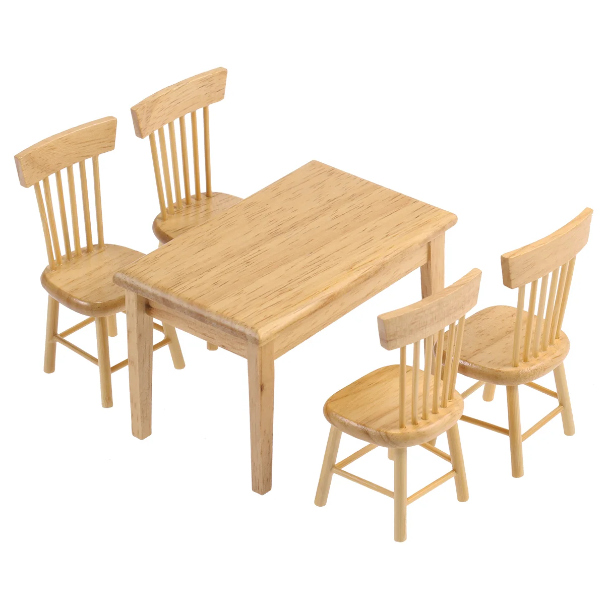 

Landscape Ornament Mini House Miniature Furniture Paint Dining Table Chair Set Wooden Bamboo