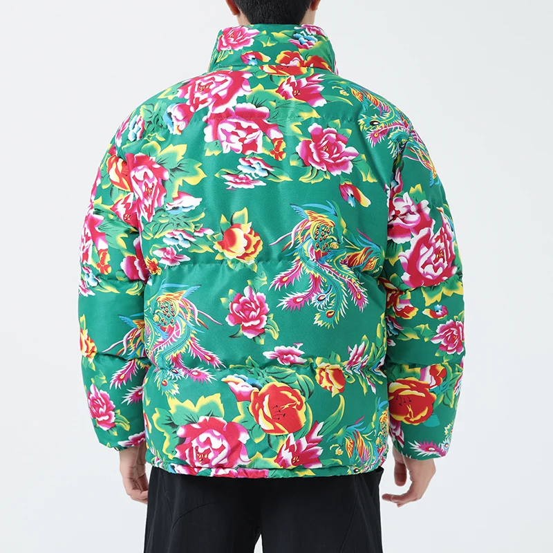 2023 Internet Celebrity Hot Selling Chinese Style Northeast Large Floral Oversized Cotton Jacket Thickened Warm Winter Coat
