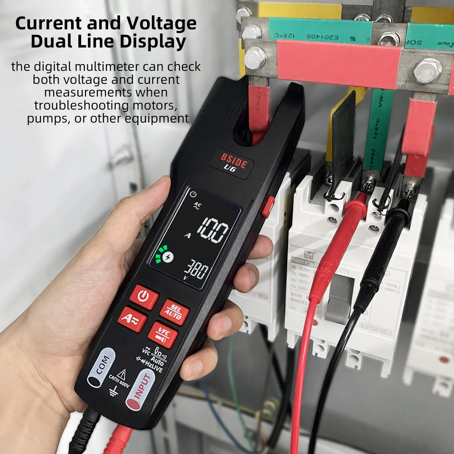 U6 Digital Clamp Meter Fork USB Rechargeable Automatic Multimeter AC/DC 600A Current Temperature Resistance Capacitance Tester