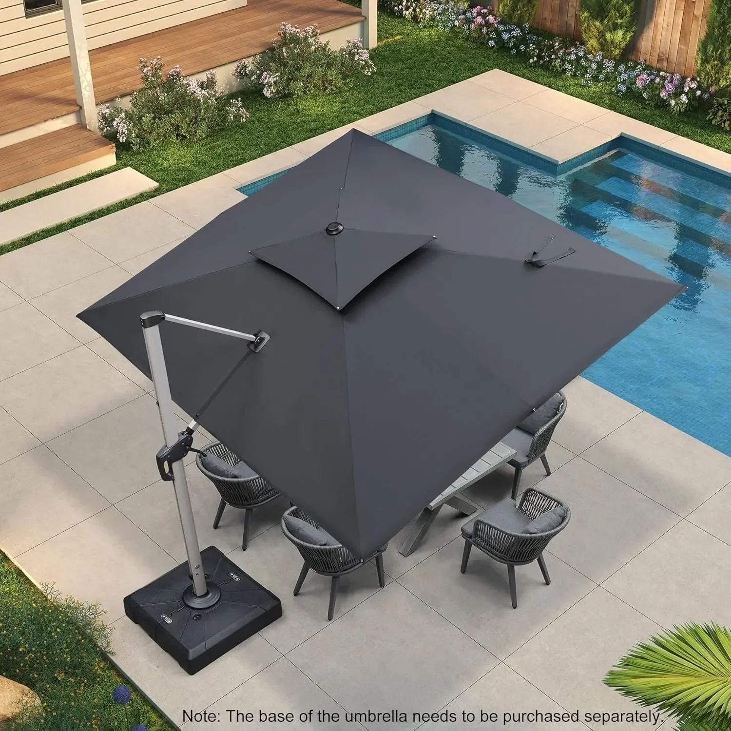 9' X 11' Patio Umbrella Outdoor Rectangle Large Cantilever Windproof Offset Heavy Duty Sun