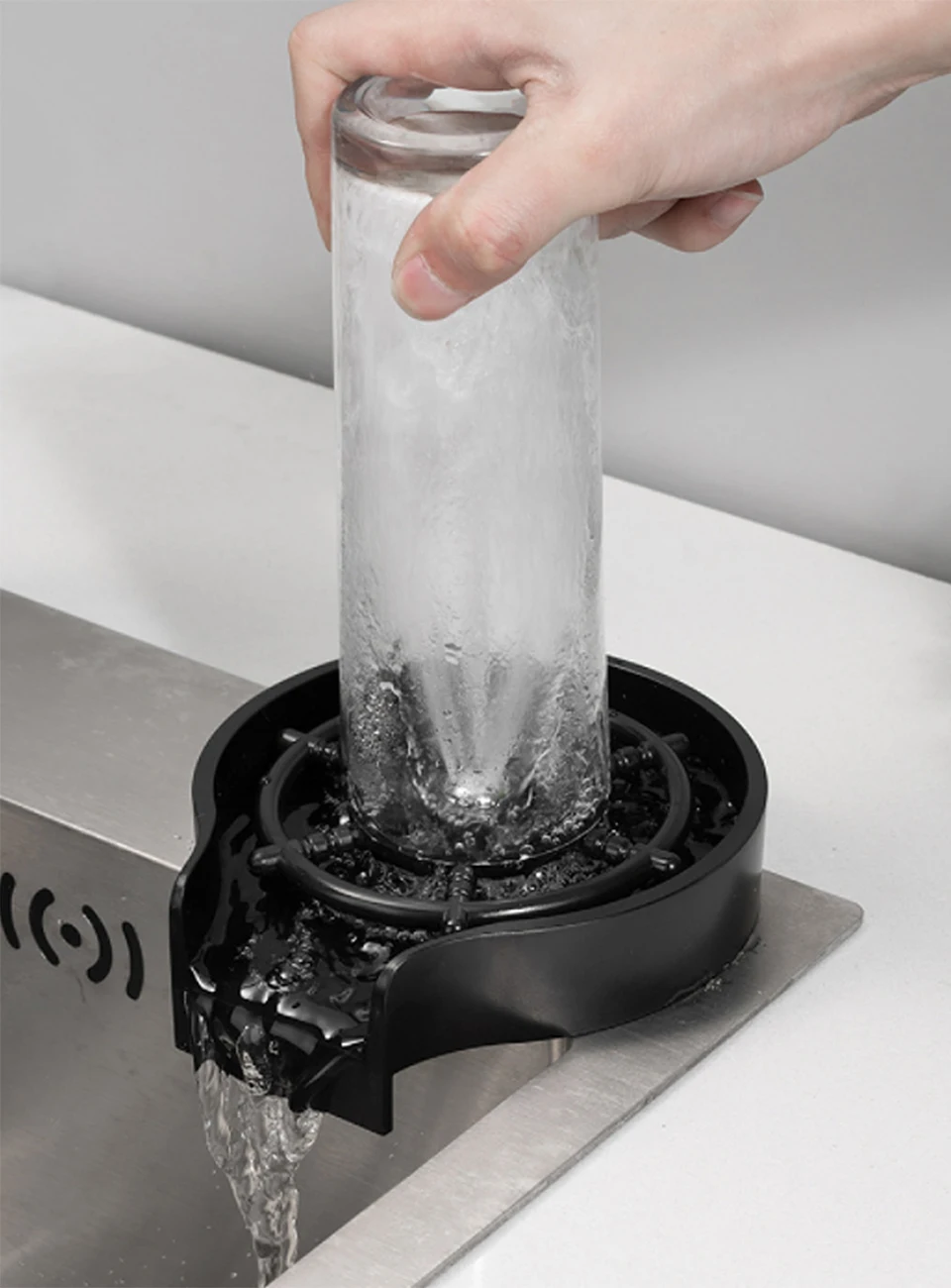 Glass Rinser For Kitchen Sink Bar Glass Rinser Coffee Pitcher Automatic Cup Washer Bottle Rinser Wash Cup Tool