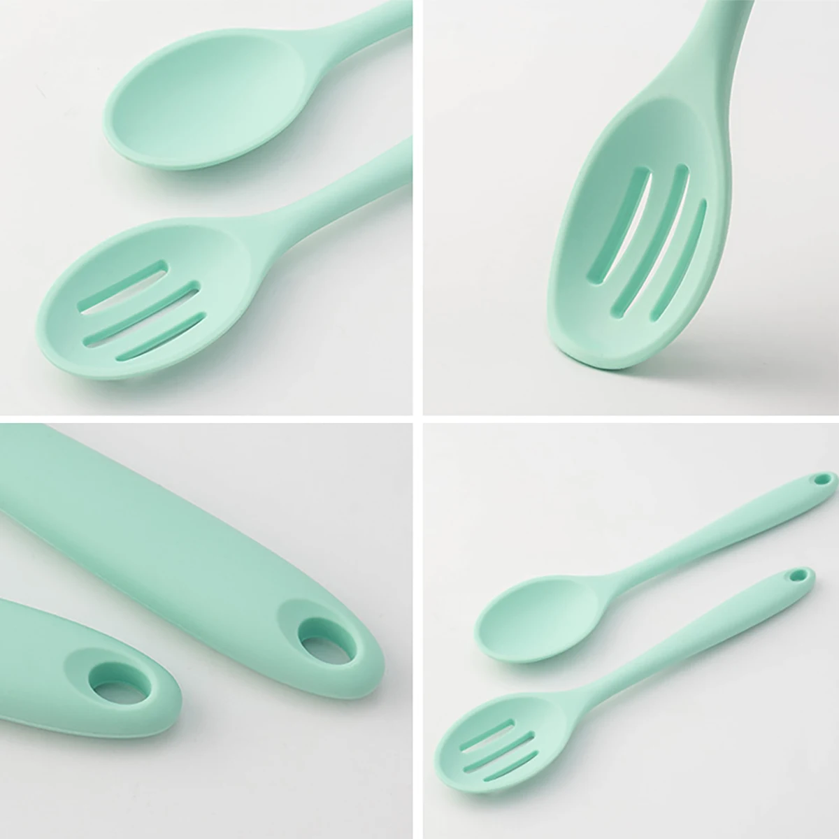 Silicone Spoon Dinnerware Set Integrated Soup Spoon Salad Set High Temperature Resistant Kitchen Cooking Utensils 2pcs cutlery set