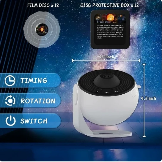 Proyector de galaxia con luz nocturna LED Proyector de cielo estrellado 360 ° Lámpara de noche de planetario giratoria para habitación, regalo decorativo para niños