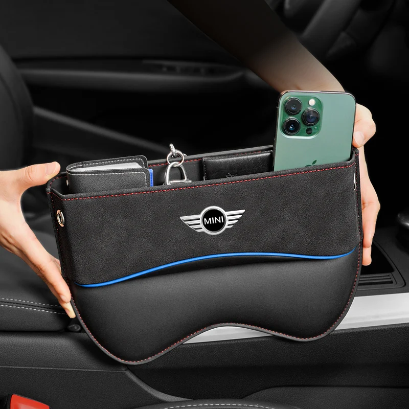 

For Mini One JCW Countryman Cooper F55 F56 R60 WORKS R59 Auto Parts Car Seat Crevice Suede Leather Storage Box