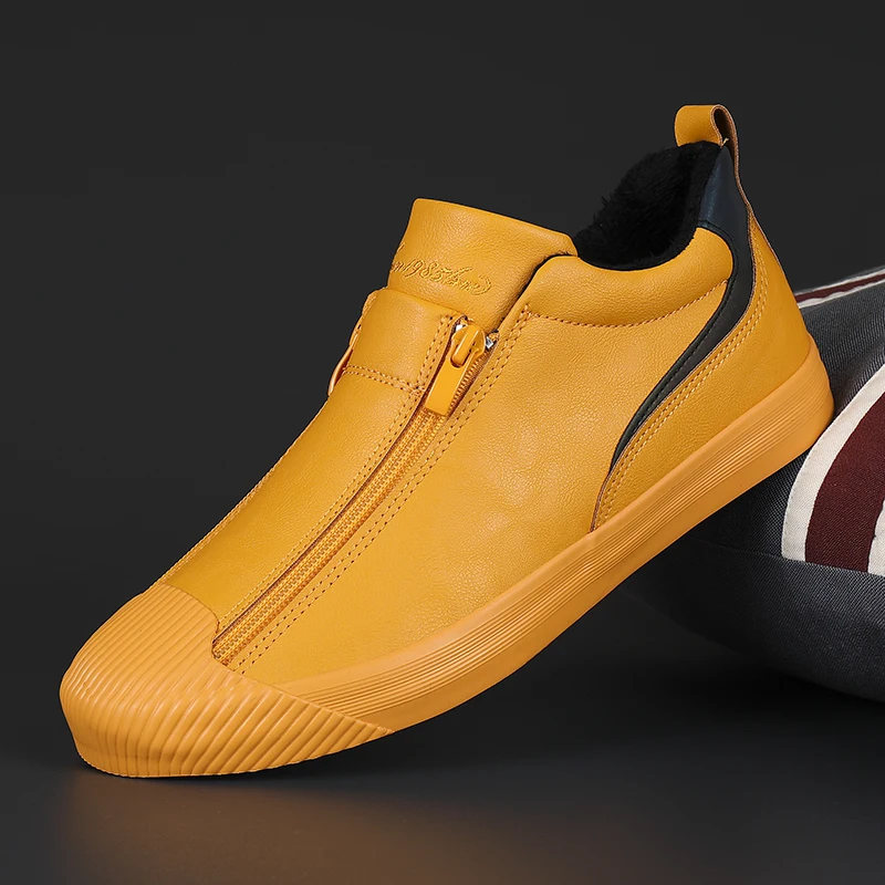 

Winter High-top Men Shoes Casual Plush Warm Lined Male Footwear Outside Wear-resisting Flats Shoes Fashion All-match