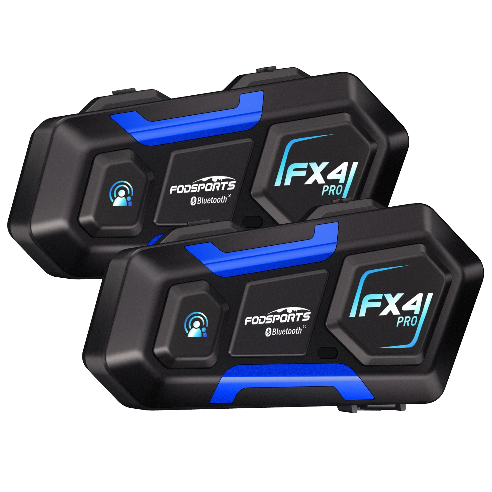 2 uds Fodsports FX4 Pro intercomunicador para motocicleta casco auriculares Bluetooth interfono 4 conductor 1200m, Radio FM