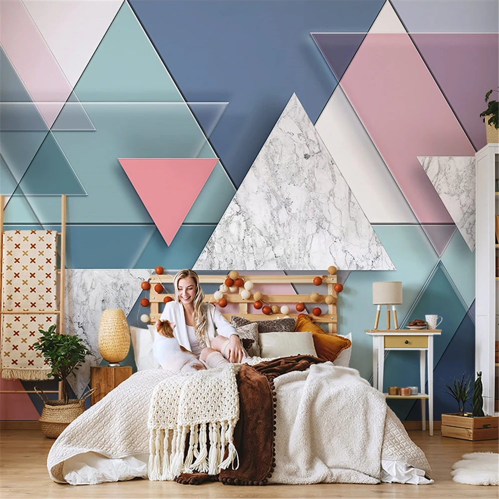 Custom Geometric Wallpaper for wall stickers Marble Color TV Background Art Deco mural Wallpapers for Living Room Wall Covering milofi custom 3d geometric architectural lines large tv bedroom background wallpaper mural