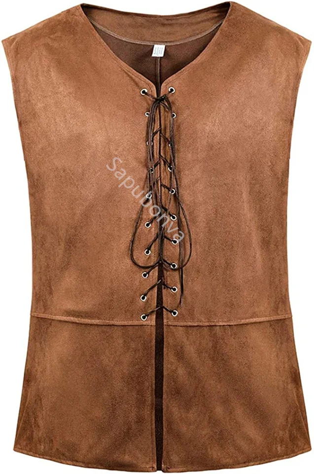 Chaleco Medieval Sin Mangas Para Hombre | Estilo Gótico/Pirata | Material Poliéster | Varios Colores Y Tallas (S-5XL)