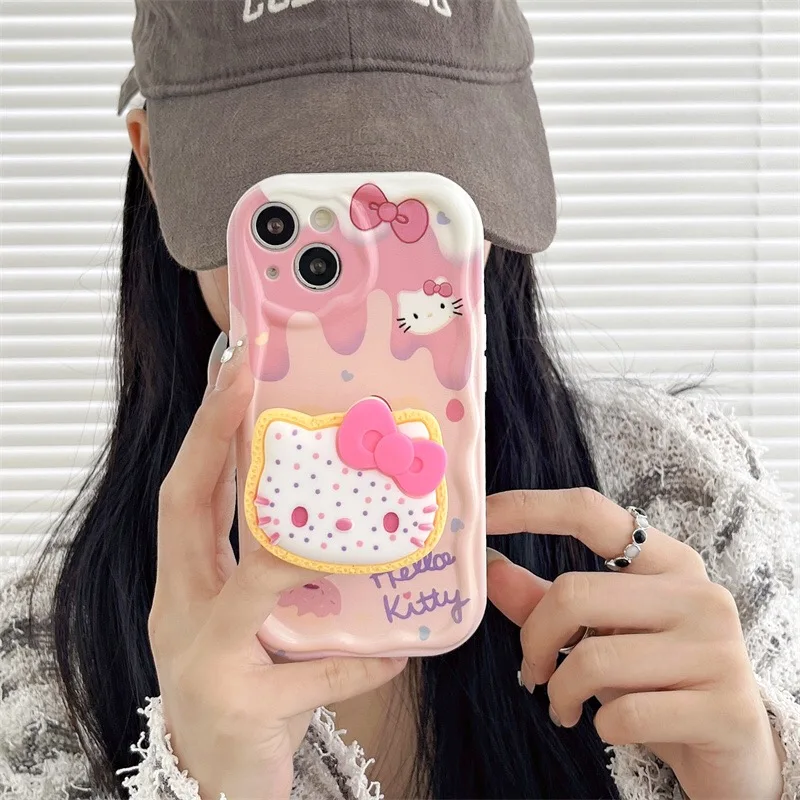thumbnail image 1 of Hello Kitty Grip Tok Holder Wave Soft Phone Case for Samsung A05S A15 A04E A14 A24 A34 A54 A13 A33 A53 A22 A32 A52 M14 M34 M54, 1 of 5