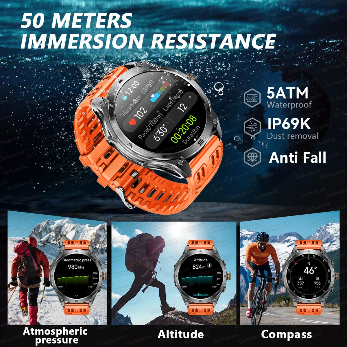 Nuovo Per Xiaomi T-Rex 3 GPS Astuto Della Vigilanza 1000mAh Batteria 170 + Modalità Sportive IP69K Bussola Impermeabile di Grado Militare Smartwatch 2025 - immagine 2