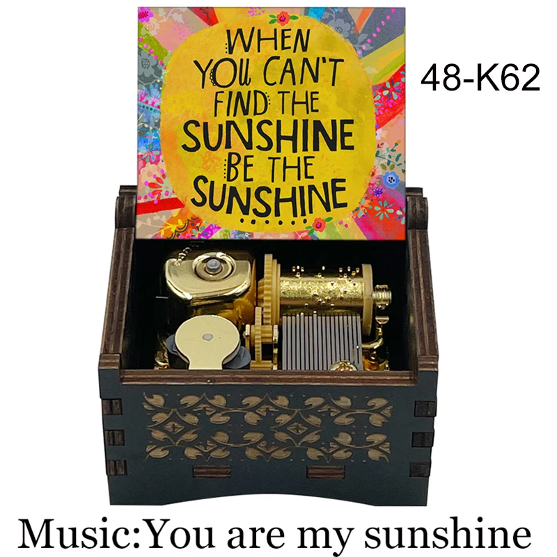 You Are My Sunshine Automatic Knob Movement Wooden Music Box Room Decoration Ornaments New Year Birthday Gift For Adult  6