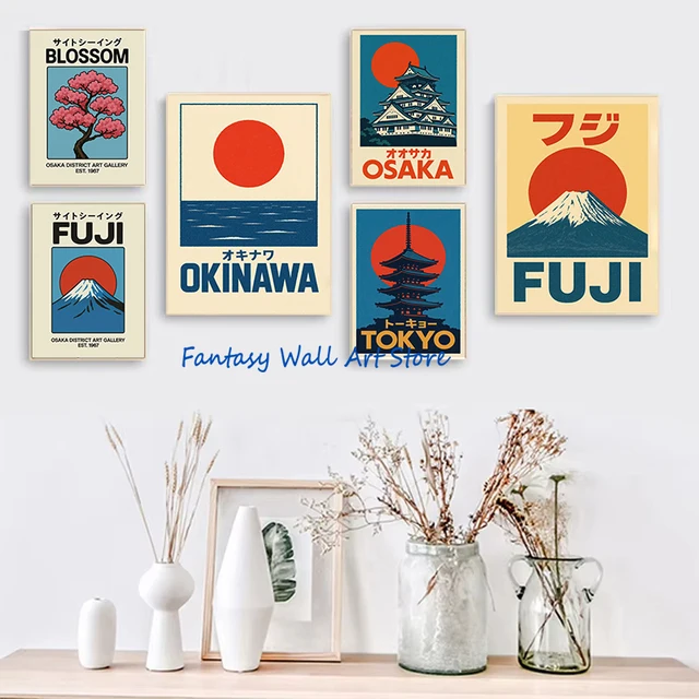 Japon voyage Vintage Art Osaka Tokyo Fuji fleur Yoshino japonais Zen affiche toile peinture mur photos décor de chambre à coucher 2
