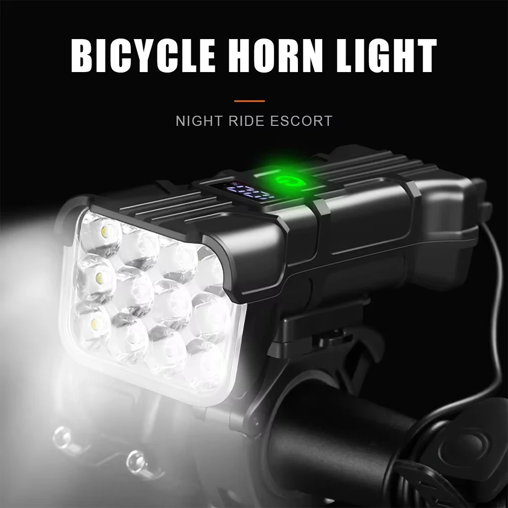 자전거 전면 후면 조명 1800mAh LED 자전거 라이트 6500K 자전거 헤드 램프 손전등 360 회전 500LM 경적 자전거 액세서리