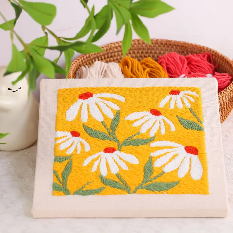Embroidery Punch Needle Kit Frame with Pattern Threader Yarns Pinch Rug Punch-embroidery set embroidery kits embroidery fabric embroidery tool