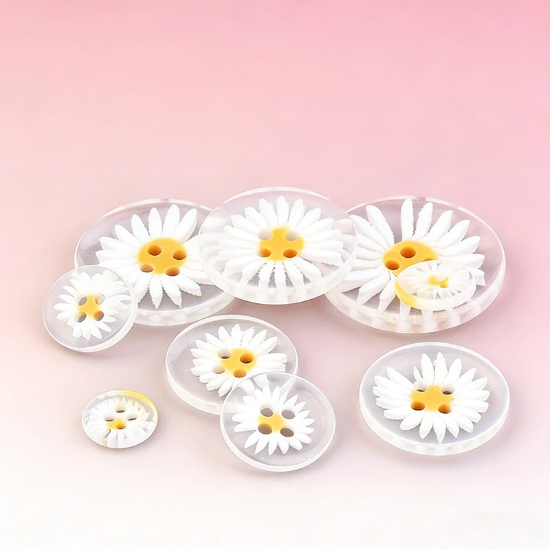 10/20Pcs 데이지 수지 단추 11.5-30MM 셔츠 스웨터 코트 의류 용 손 바느질 단추 DIY 공예 봉제 액세서리