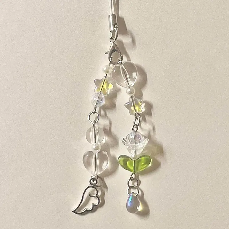 Lily of the Valley Beaded Phone Chain Coquettish Fairy Tale Keychain