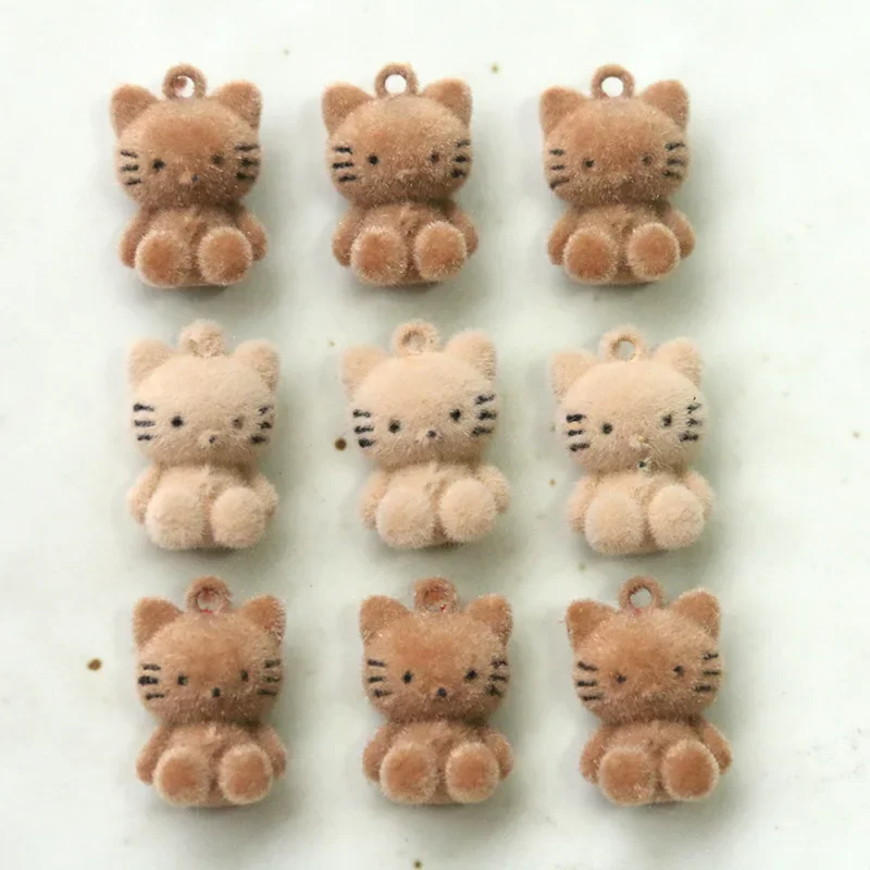 Plush Cat Pendant Charms for Jewelry Making 2pcs