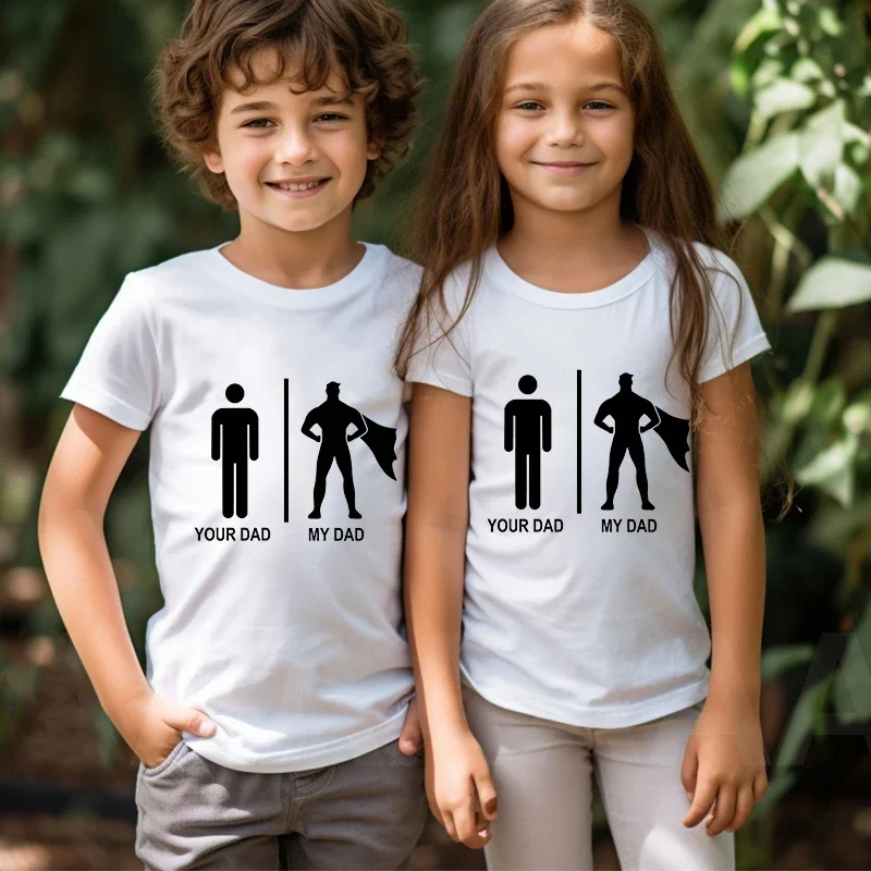 My Dad Is Hero Kids Clothes Girls Funny Family Matching Outfit Kids Top Tees Boys Clothes Love Daddy Children Family Look Tshrit