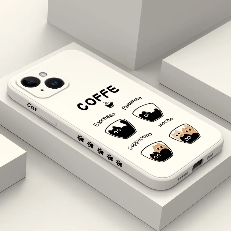 Adorable Coffee Cat Silicone Phone Case Cover
