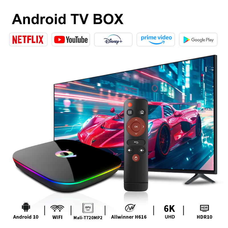 Q TV Box Android 10 Allwinner H616 6K 2.4GWiFi Google Assistant Support Streaming Media Player Multi Language Set-top Box