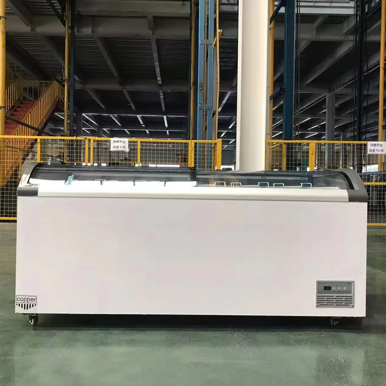 Single-Temperature Horizontal Island Freezer Direct Cooling Glass Door Refrigerator Electric Power Source For Display