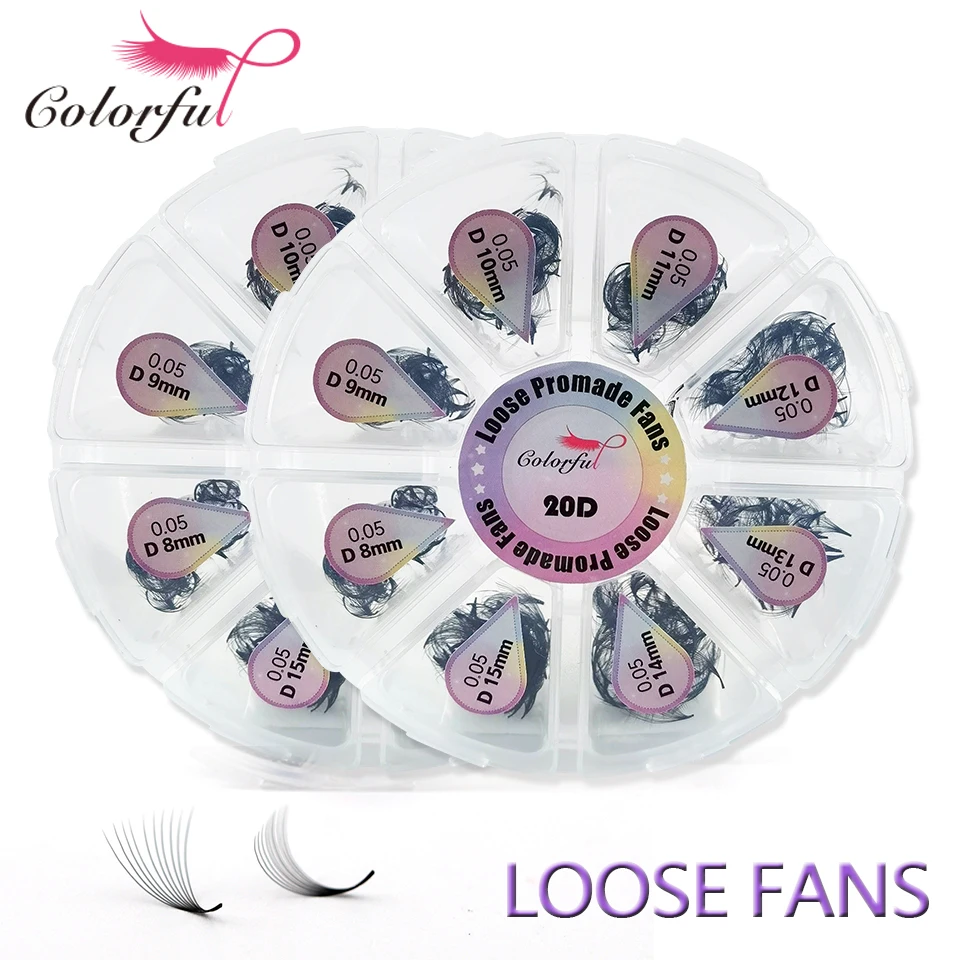 

Colorful Loose Fans Lash Premade Fans Eyelash Extensions Pointy Base 3D 5D 6D 7D 8D 10D 12D 14D 16D 20D Sharp Stem Faux Cilios