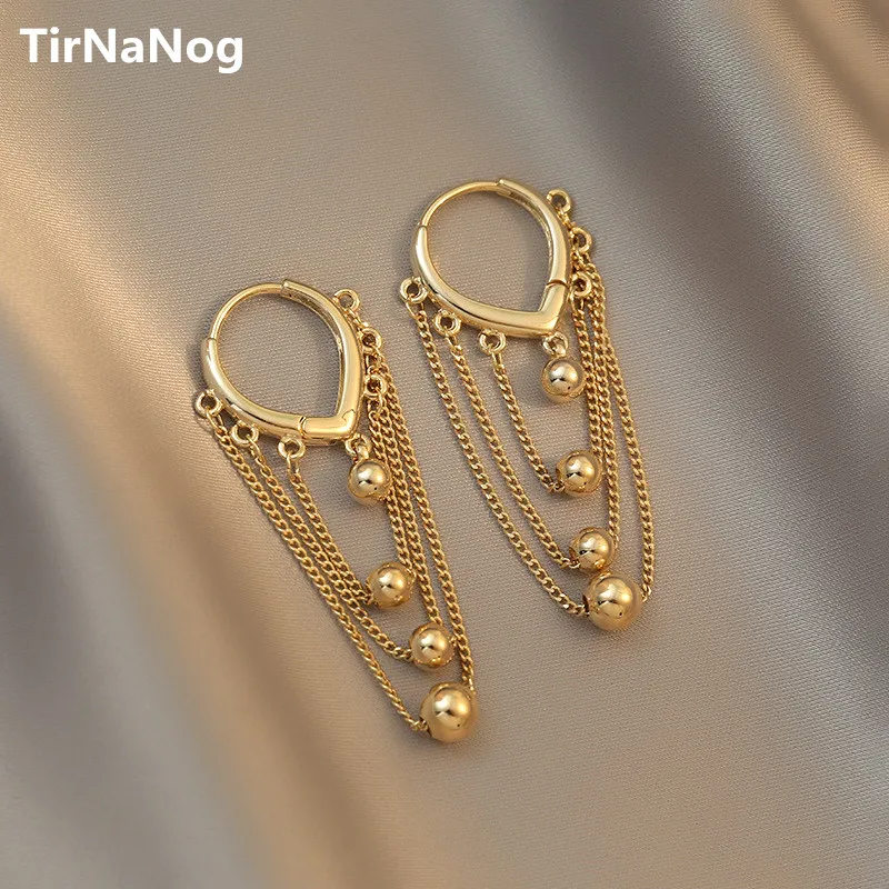 

Europe And The United States Fashion Simple Elegant Geometry Long Chain Tassel Metal Ball Stud earrings Women Jewelry Party Gift