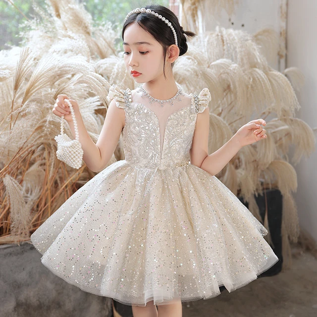 Sequins Beautiful Princess Flower Girl Dress Tutu Wedding Birthday Birthday Dress  Girl Dress Child New Year Costume Party Dress - Flower Girl Dresses -  AliExpress