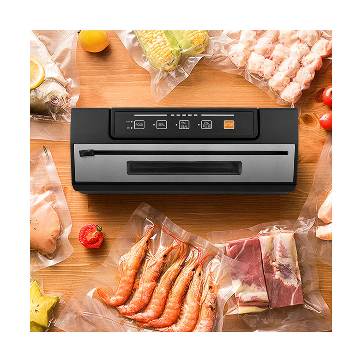 

Food Vacuum Sealer with Transparent Window Design Sous Vide Home Vacuum Packing Machine Vacuum Bags Save EU Plug