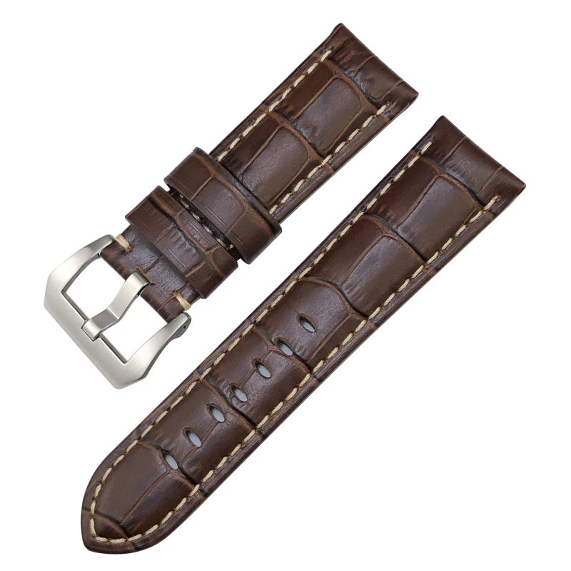 SCHIK 24mm Cowhide Genuine Leather Watch Strap for Panerai LUMINOR 1950 PAM013012 Crocodile Textured Colorful Watchbands