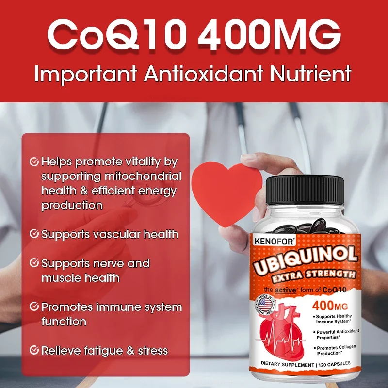 Coq10 capsules Ubiquinone CoQ10 400mg-Supports Heart Health, Provides Energy To Support Joint Health, Super Absorption, Vegetarian Capsules