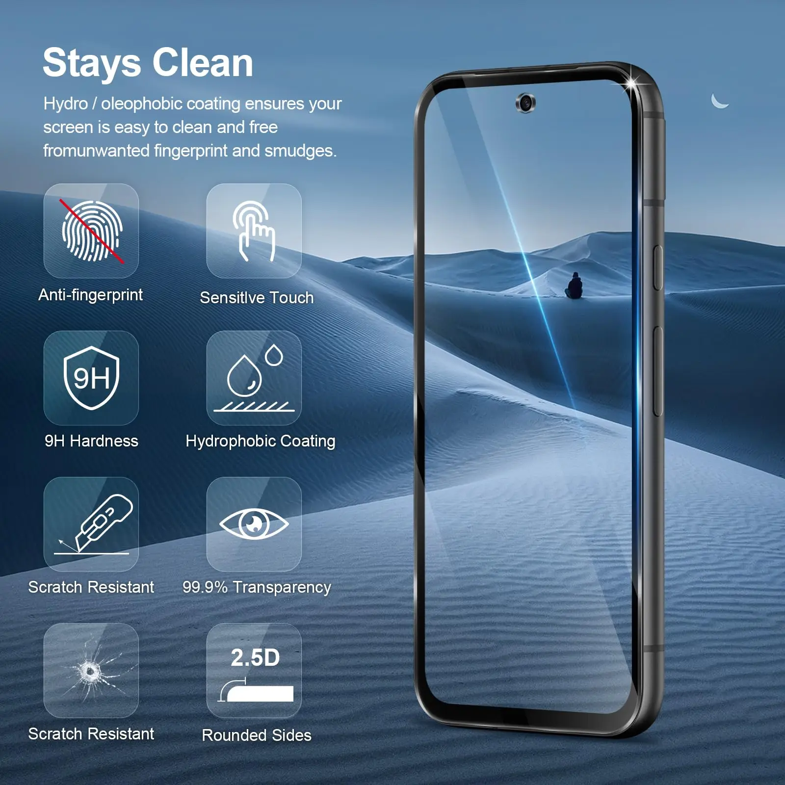 Premium Tempered Glass Screen Protector - Crystal Clear HD, Anti-Scratch, 9H Hardness