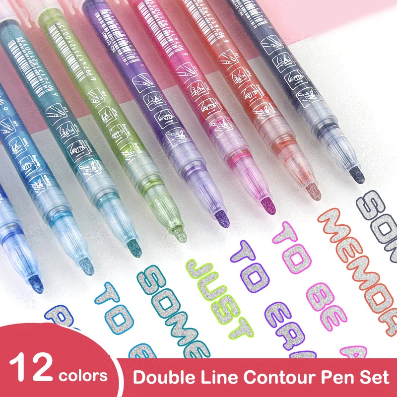 

1PCS Double Line Outline Art Pen Marker Pen DIY Graffiti Outline Marker Pen Highlighter Scrapbook Bullet Diary Poster Card