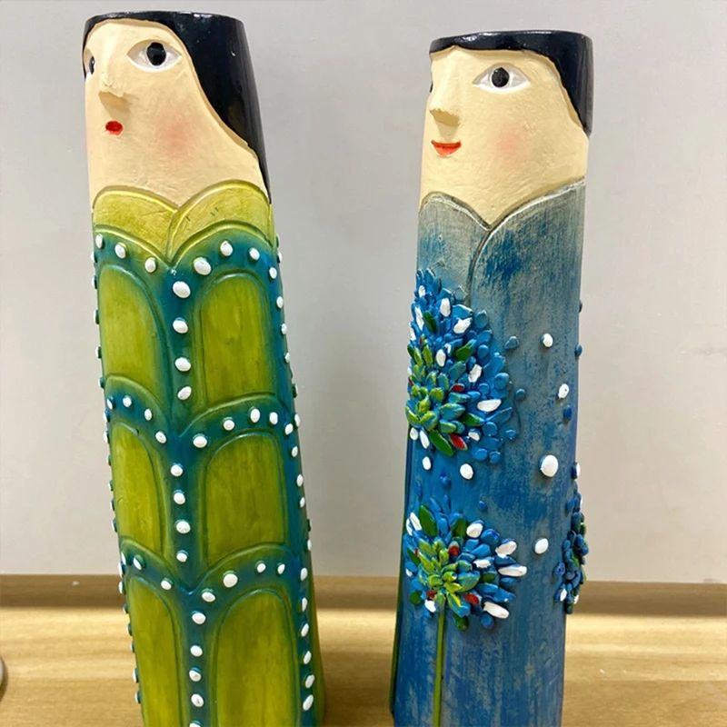 Bohemian Family Face Vase Handmade Resin Dried Flowers Home Decor Vase Crafts Bathroom Bookshelf Living Room Decoration 2