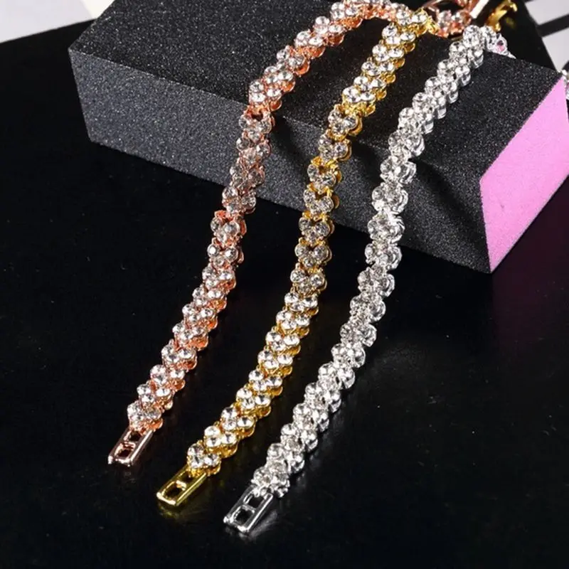Women's Bracelet Fashion Crystal Cubic Zirconia Silver Color Weight Loss Magnetic Therapy Health Jewelry