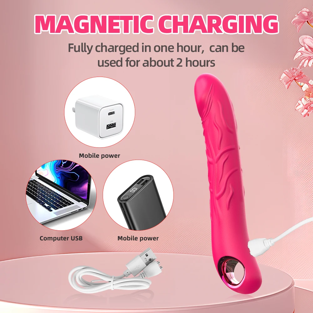 Telescopic Dildo Vagina Massage Wand Adult Sex Toy Thrusting 10 Vibrator Speed Adult Women Clitoris Stimulator Dildo VibratorToy