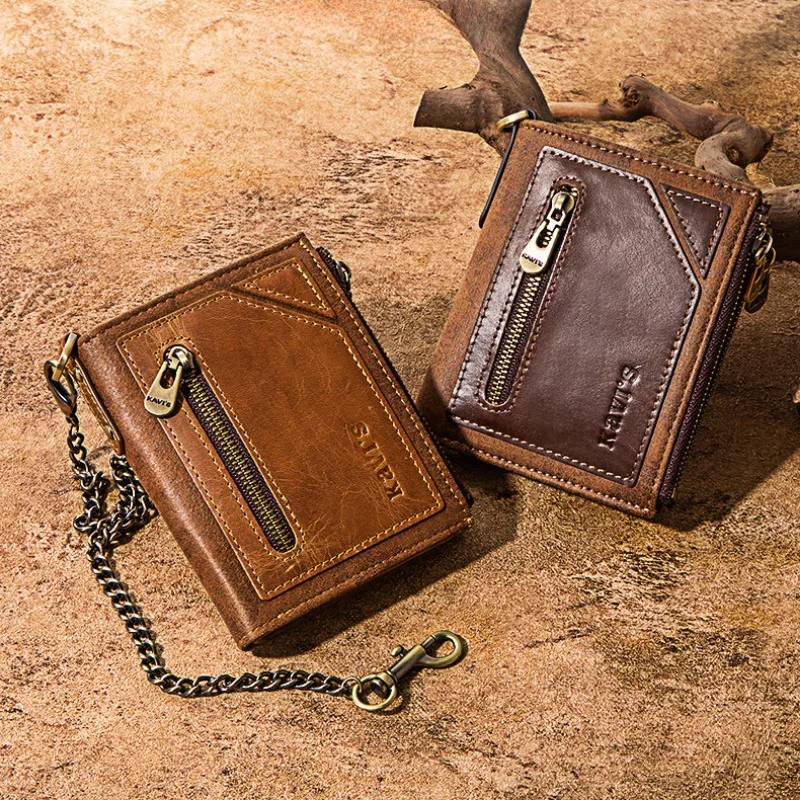 Universal Luxury Short Wallet for Men and Women Multi Functional Anti Theft Wallet Gentleman Genuine Leather Wallet