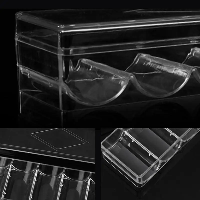 Professional Acrylic Poker Chip Stand Playing Cards Chip Tray 5 Grids Poker Display Clear Acrylic Trays poker chips 100Chips