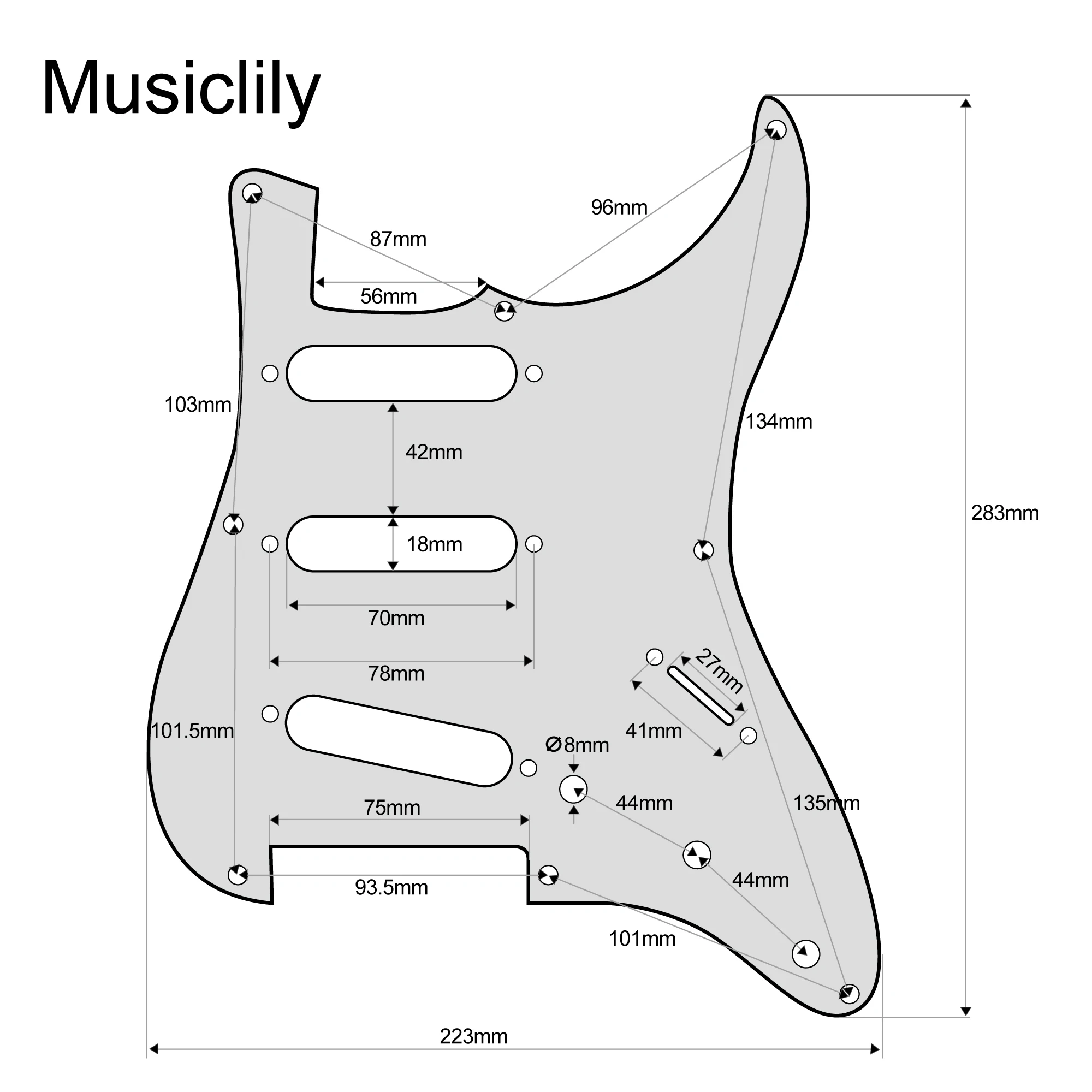 Musiclily Pro 8-Hole Guitar ST Pickguard for MIJ Fender