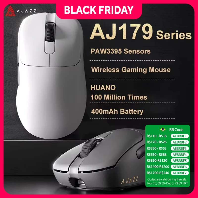AJAZZ AJ179 PRO PAW3395 Mouse para jogos sem fio com base de