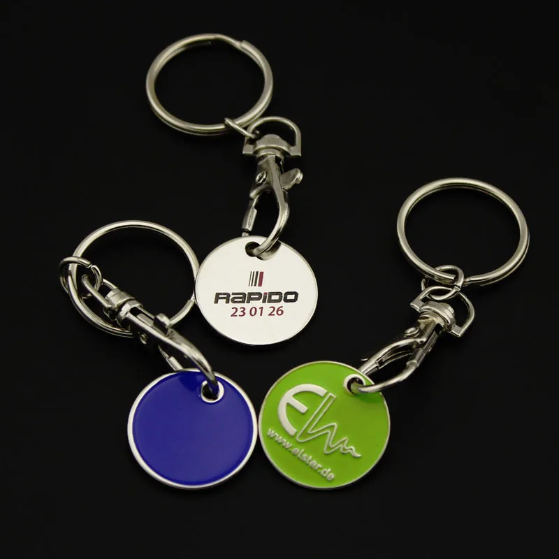 2pcs Random Style Metal Creative Shopping Trolley Token Keyrings Coin